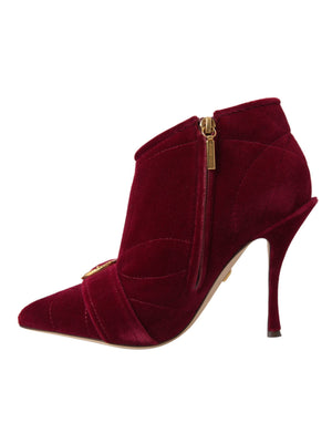 Dunkelroter Samt Devotion Schnalle Stiefel Schuhe