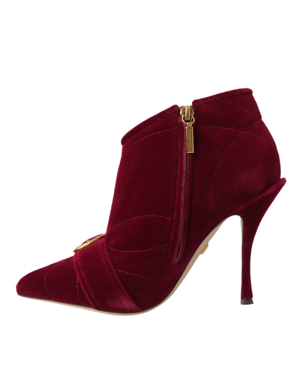 Dunkelroter Samt Devotion Schnalle Stiefel Schuhe