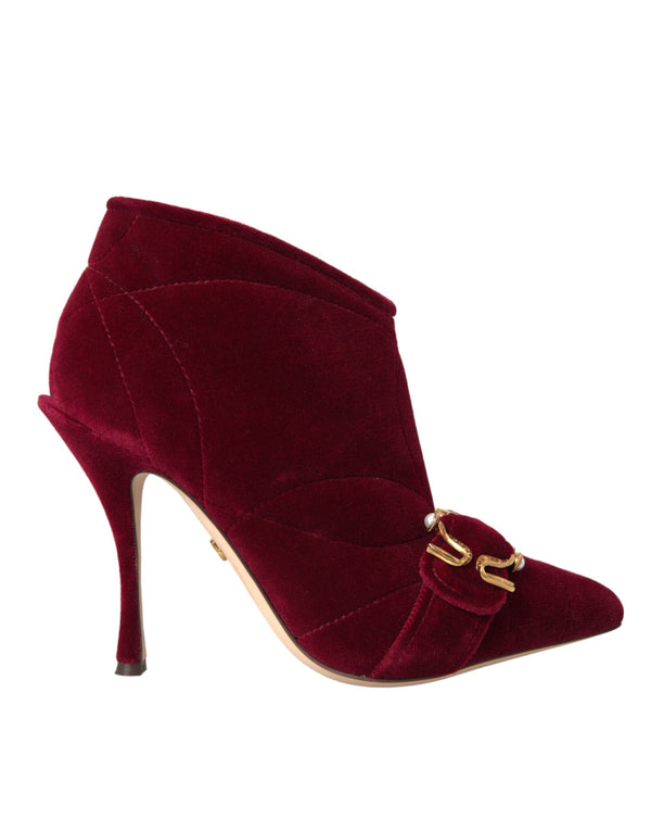Dunkelroter Samt Devotion Schnalle Stiefel Schuhe