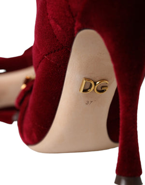 Dunkelroter Samt Devotion Schnalle Stiefel Schuhe