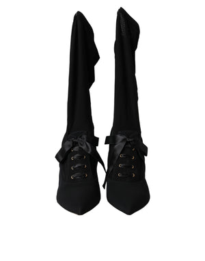 Schwarz Stiletto Heels Mid Calf Stiefel Schuhe