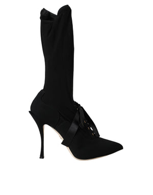 Schwarz Stiletto Heels Mid Calf Stiefel Schuhe