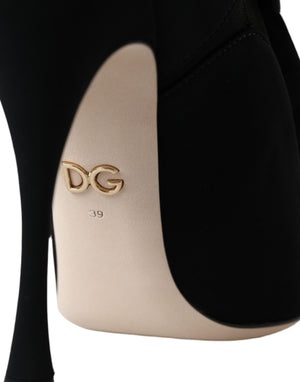 Schwarz Stiletto Heels Mid Calf Stiefel Schuhe
