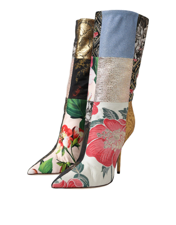 Multicolor Patchwork Print Absatzstiefel Schuhe