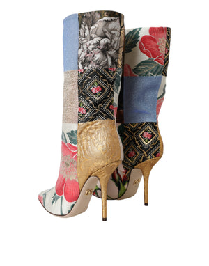 Multicolor Patchwork Print Absatzstiefel Schuhe