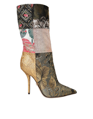 Multicolor Patchwork Print Absatzstiefel Schuhe