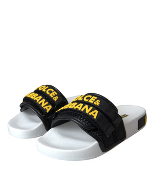 Weiß Schwarz Logo Beachwear Flats Sandalen Schuhe