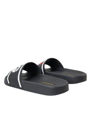 Schwarz Leder I Love D&G Sandalen Rutschen Schuhe