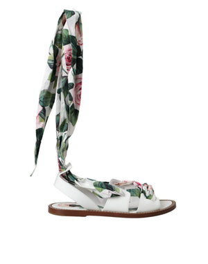 Multicolor Floral Print Ankle Wrap Sandalen Schuhe