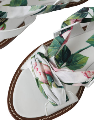 Multicolor Floral Print Ankle Wrap Sandalen Schuhe