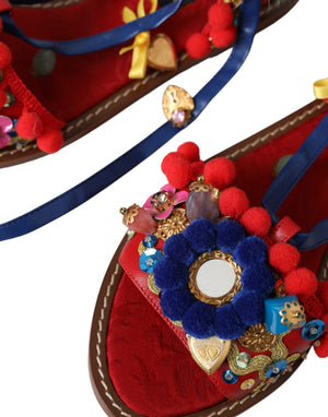 Multicolor Pom Pom Pelz Wrap Sandalen Schuhe