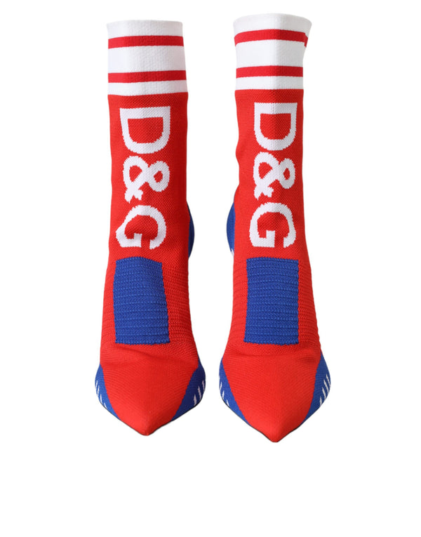 Rot Blau Stretch Socke Stil Ankle Stiefel Logo Schuhe