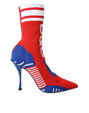Rot Blau Stretch Socke Stil Ankle Stiefel Logo Schuhe