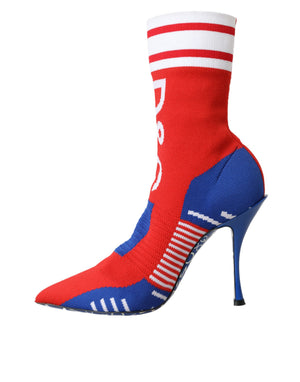 Rot Blau Stretch Socke Stil Ankle Stiefel Logo Schuhe