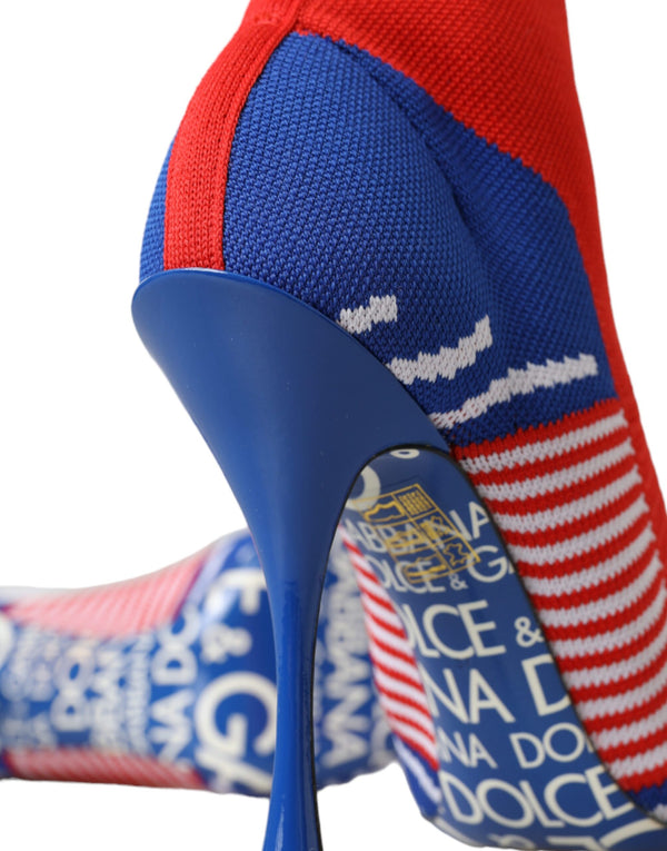 Rot Blau Stretch Socke Stil Ankle Stiefel Logo Schuhe