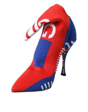 Rot Blau Stretch Socke Stil Ankle Stiefel Logo Schuhe