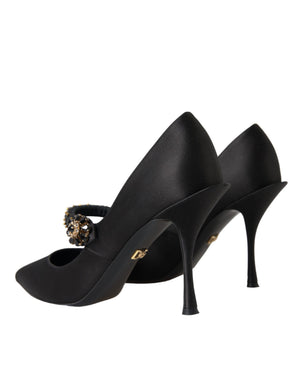 Schwarz Mary Jane Crystal Heels Pumps Schuhe