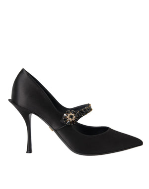 Schwarz Mary Jane Crystal Heels Pumps Schuhe