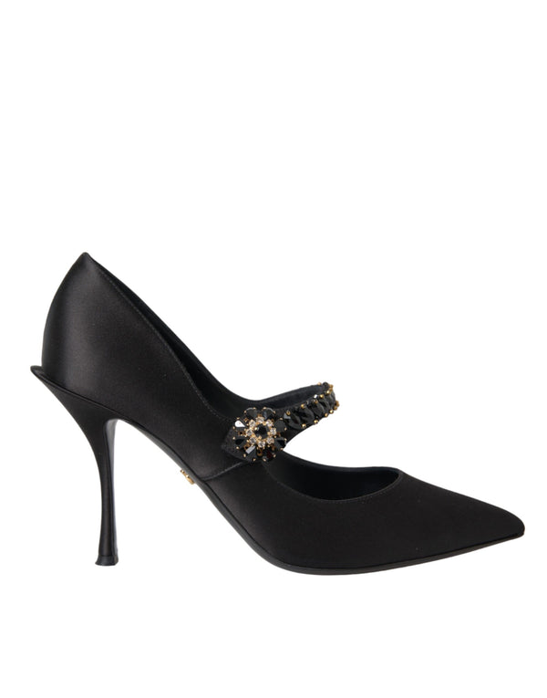 Schwarz Mary Jane Crystal Heels Pumps Schuhe
