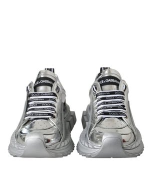 Silberne Leder Super Queen Sneakers Schuhe