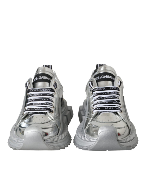 Silberne Leder Super Queen Sneakers Schuhe