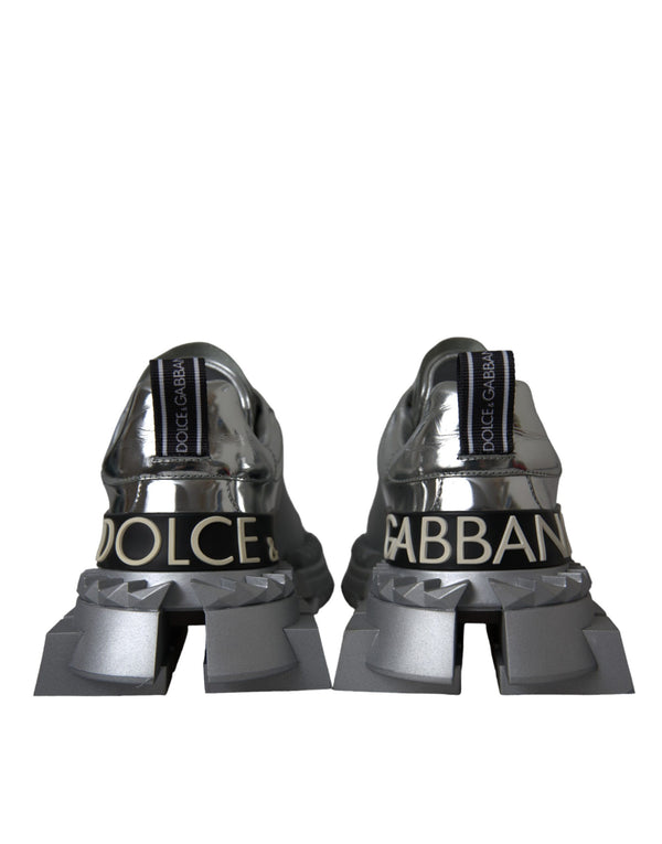 Silberne Leder Super Queen Sneakers Schuhe