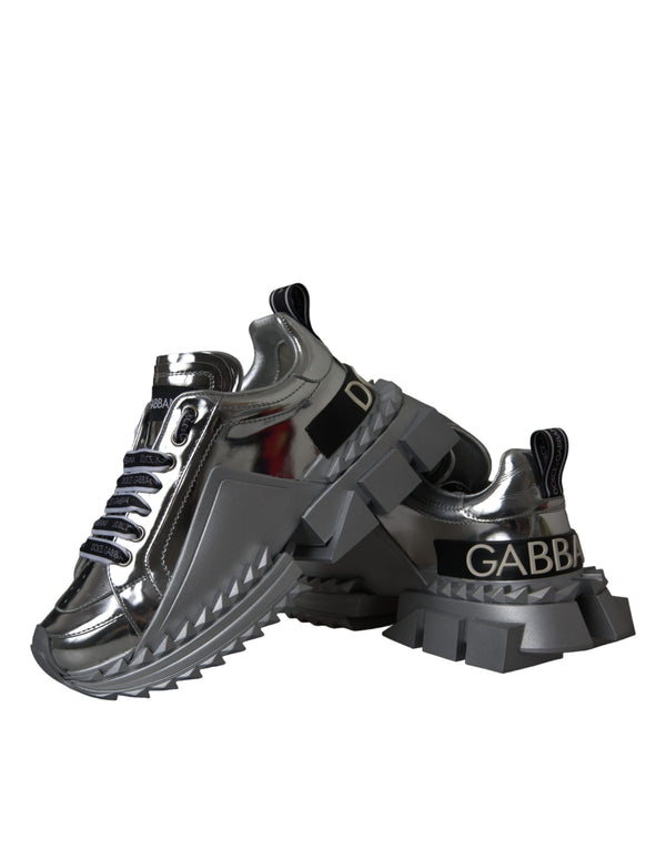 Silberne Leder Super Queen Sneakers Schuhe