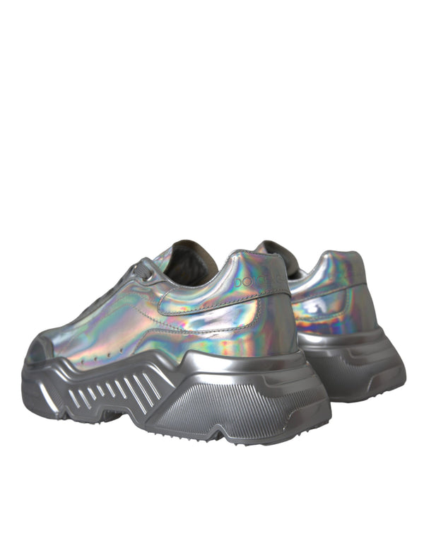 Silber schillernde DAYMASTER Leder Sneakers Schuhe