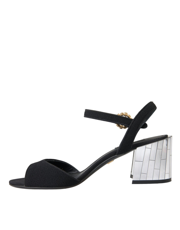 Schwarze Kristall-Knöchelriemen Keira Sandale Schuhe