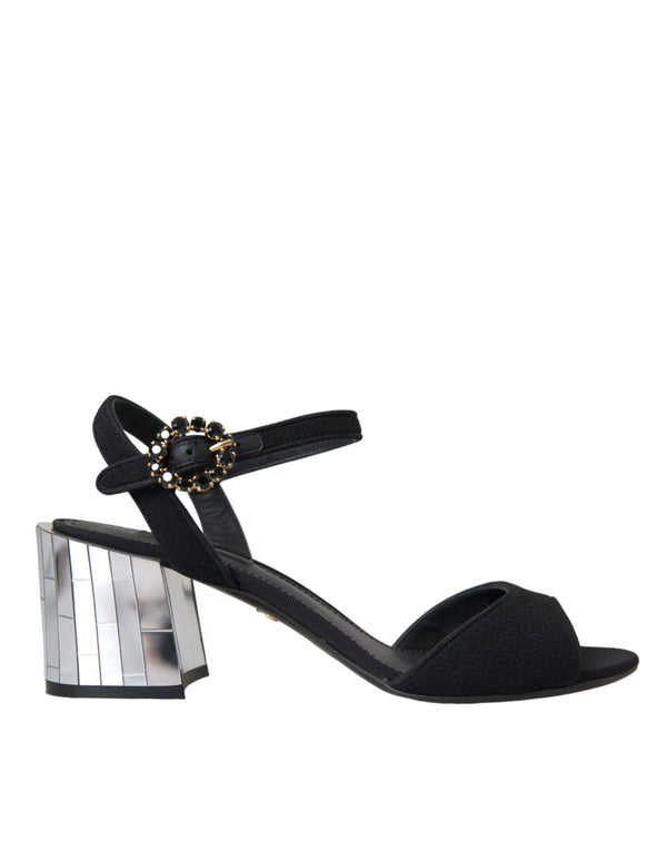 Schwarze Kristall-Knöchelriemen Keira Sandale Schuhe