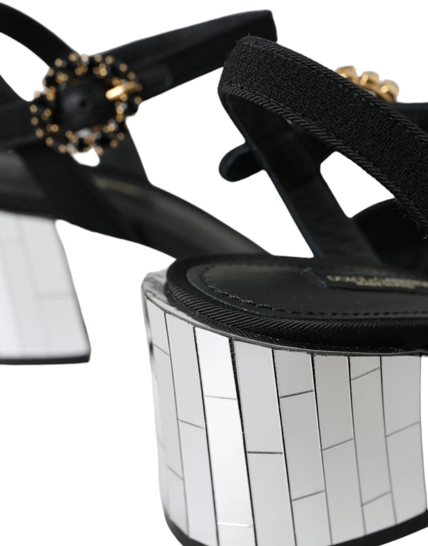 Schwarze Kristall-Knöchelriemen Keira Sandale Schuhe