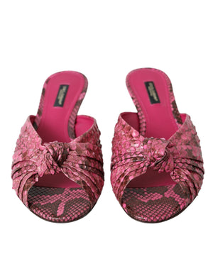 Rosa Exotische Leder Kitten Heels Rutschen Schuhe