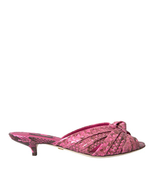 Rosa Exotische Leder Kitten Heels Rutschen Schuhe