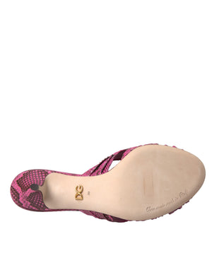 Rosa Exotische Leder Kitten Heels Rutschen Schuhe