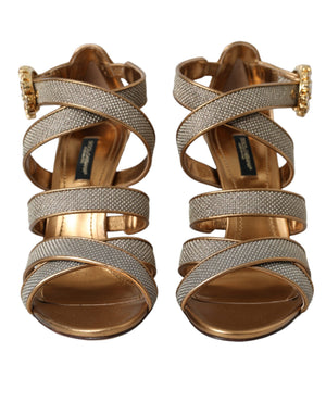 Bronze Crystal Strap Heels Sandalen Schuhe