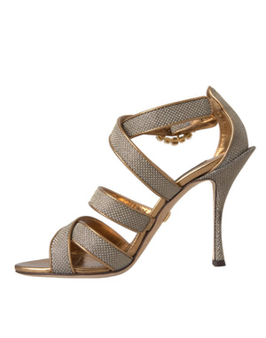 Bronze Crystal Strap Heels Sandalen Schuhe