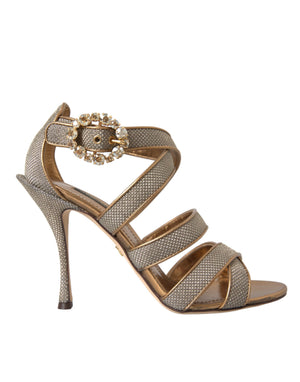 Bronze Crystal Strap Heels Sandalen Schuhe
