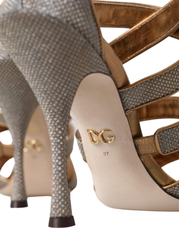 Bronze Crystal Strap Heels Sandalen Schuhe