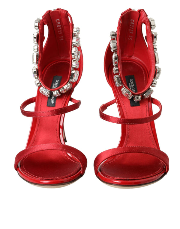 Rot Keira Satin Kristalle Sandalen Heels Schuhe