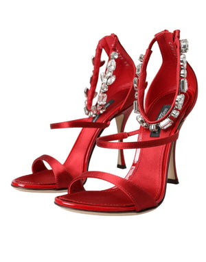 Rot Keira Satin Kristalle Sandalen Heels Schuhe