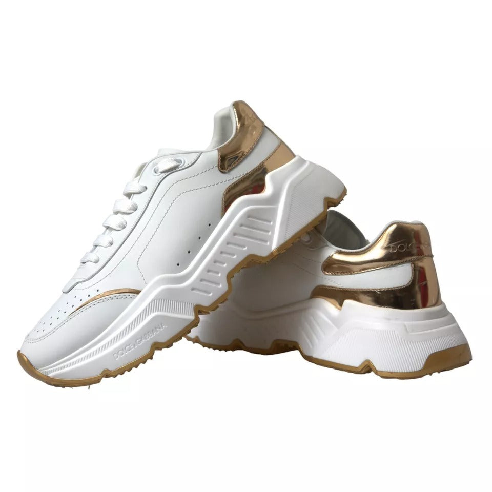 Weiß Gold Leder Männer Turnschuhe DAYMASTER Schuhe