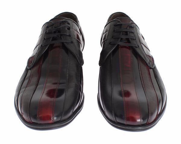 Schwarz Bordeaux Leder Kleid Formelle Schuhe