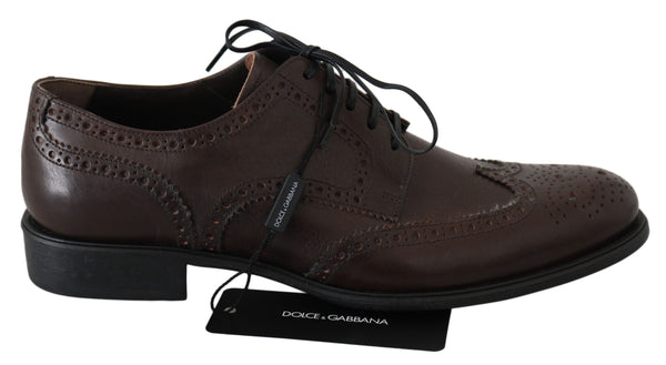 Braune Leder Brogue Derby Dress Schuhe