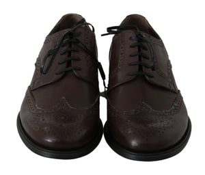 Braune Leder Brogue Derby Dress Schuhe