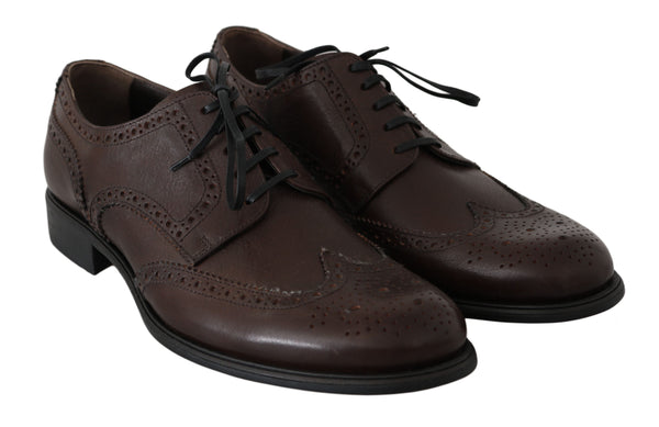 Braune Leder Brogue Derby Dress Schuhe