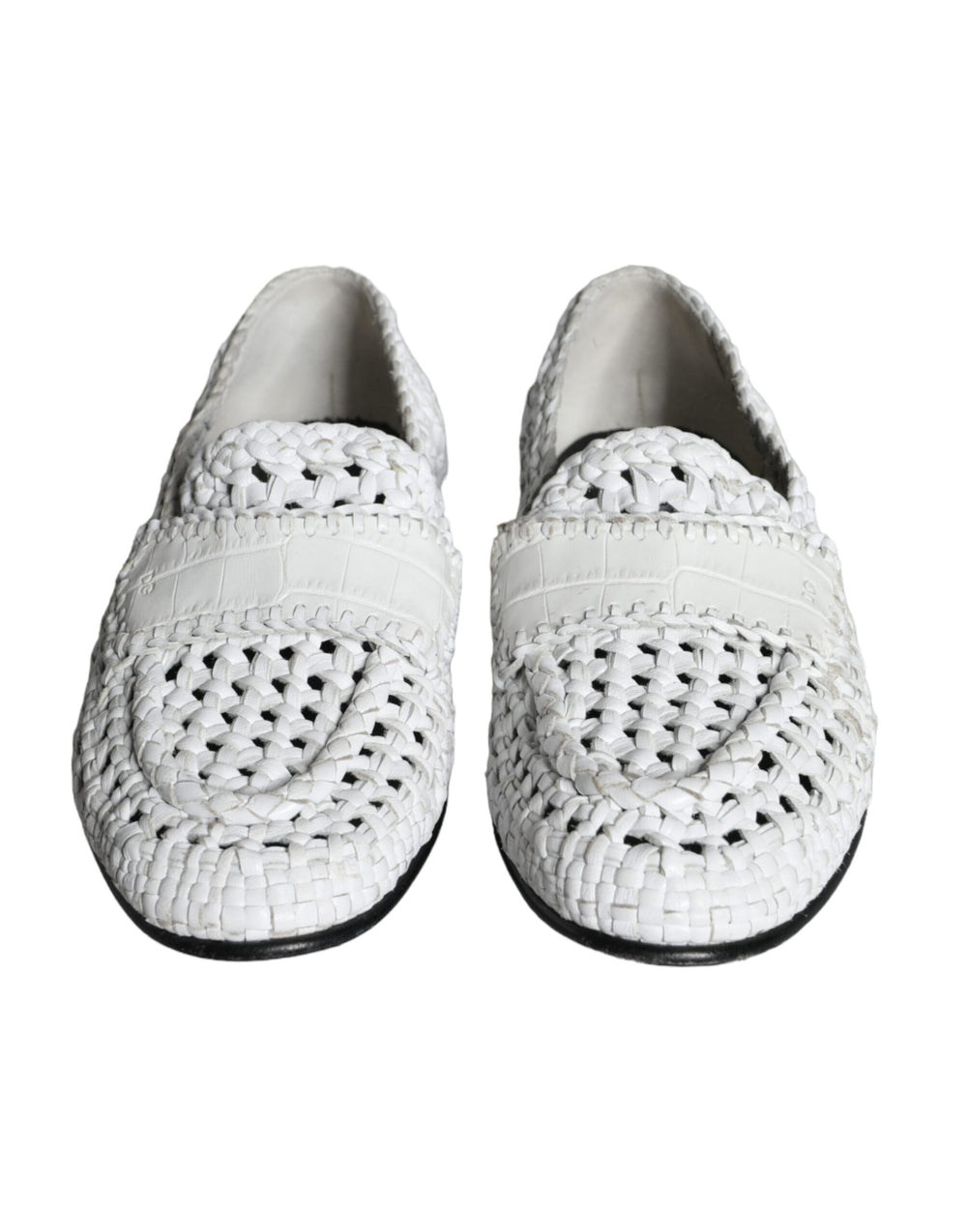 Weiße gewebte Leder Slipper Männer Schuhe