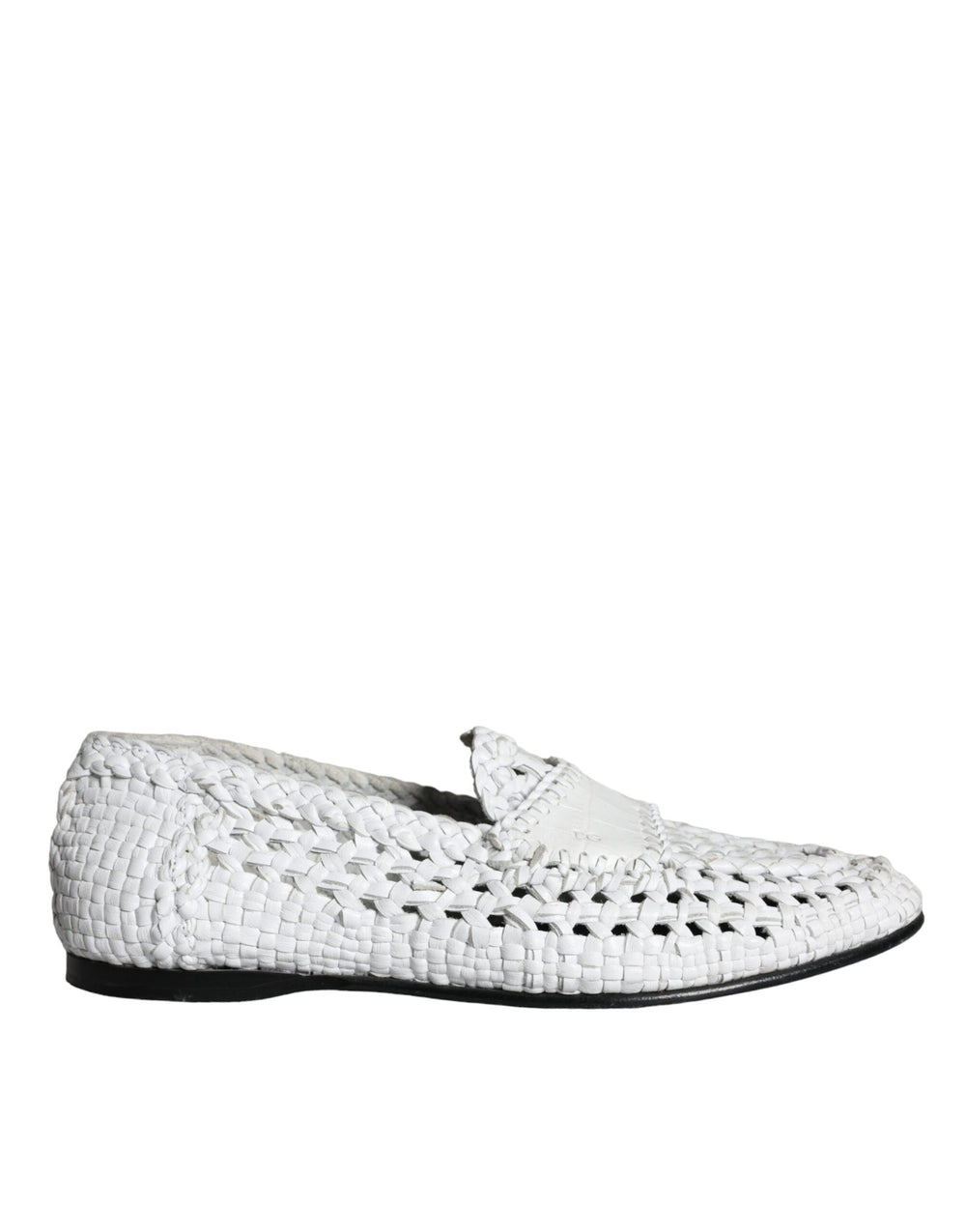 Weiße gewebte Leder Slipper Männer Schuhe
