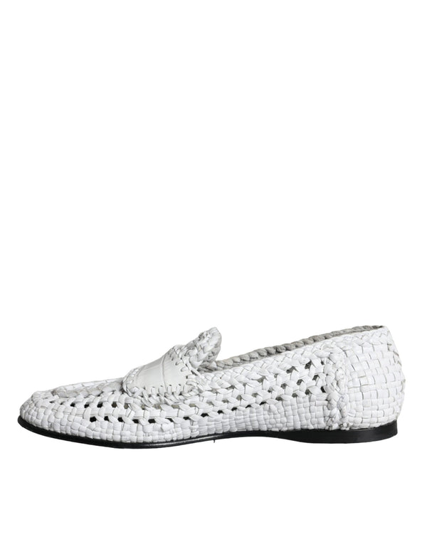 Weiße gewebte Leder Slipper Männer Schuhe