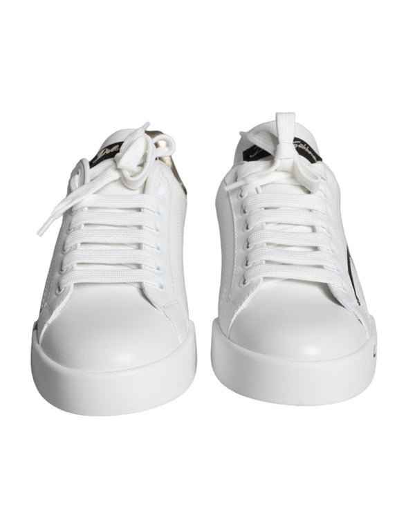 Weiß Gold Portofino Low Top Leder Turnschuhe Schuhe