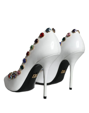 Weiß Kristall Leder High Heels Pumps Schuhe